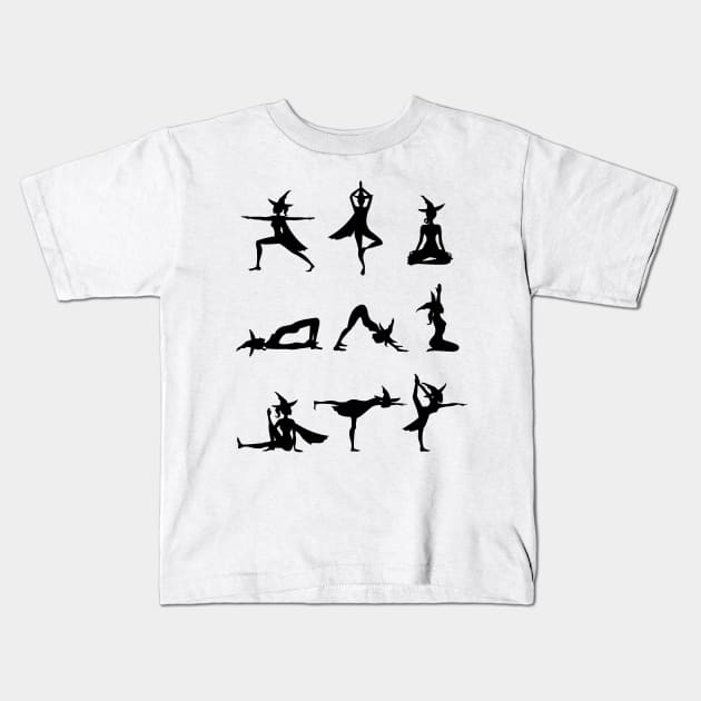 Yoga Halloween Witch Kids T-Shirt by KsuAnn